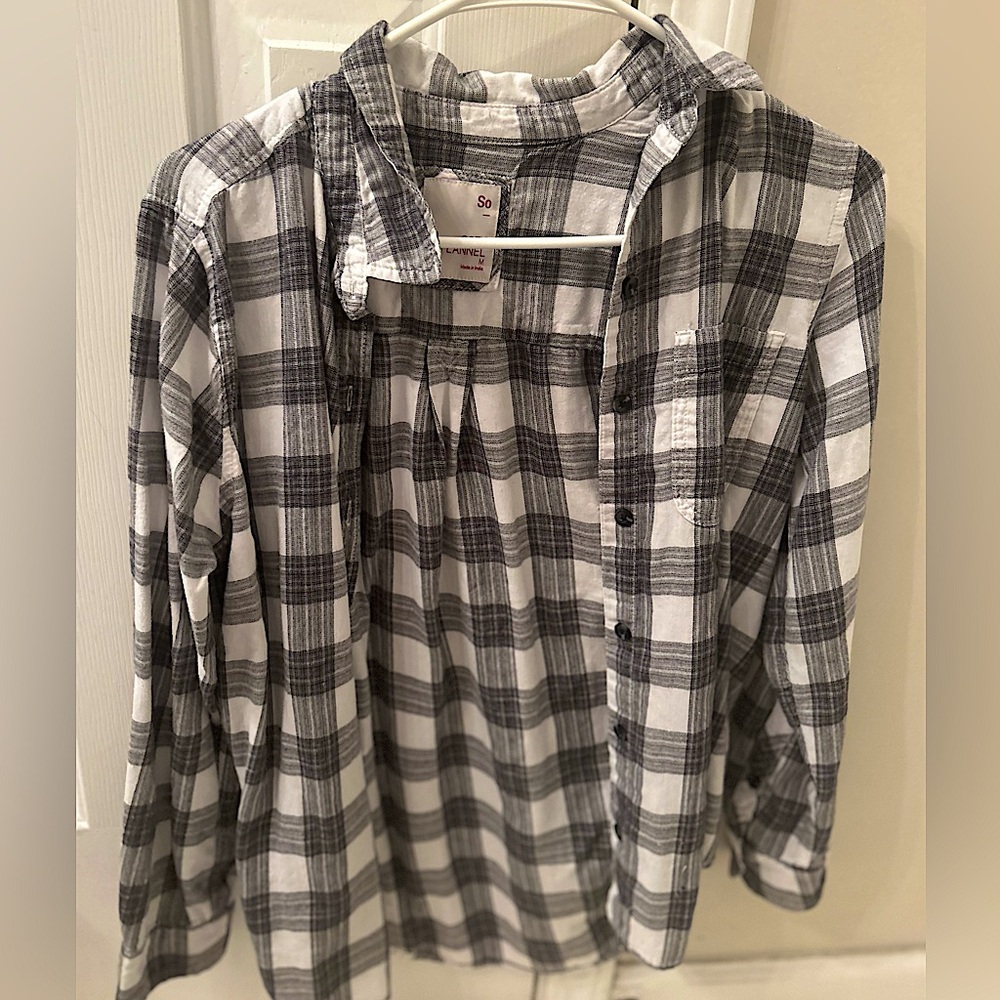 Sonoma plaid flannel shirt in Medium black/ ivory